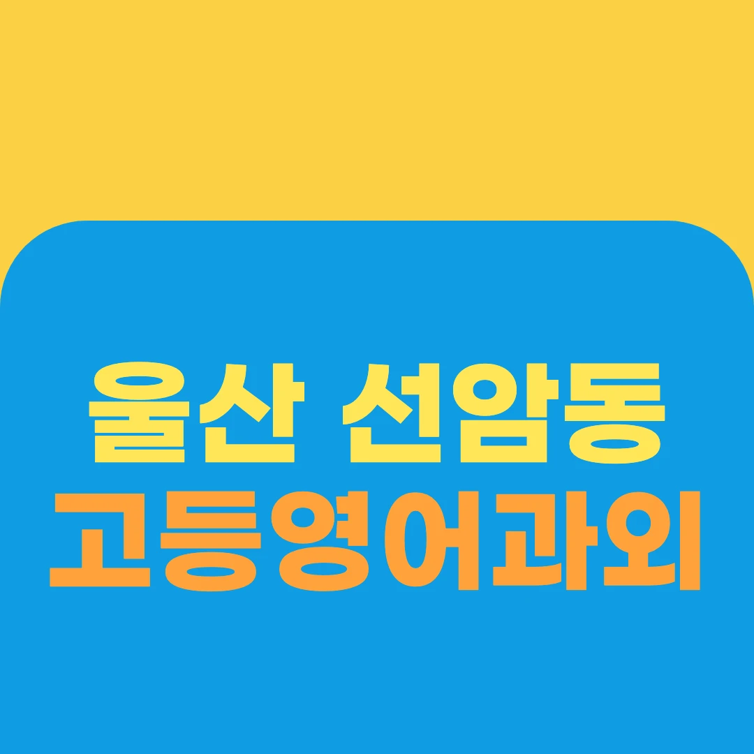 울산 선암동 고등영어과외