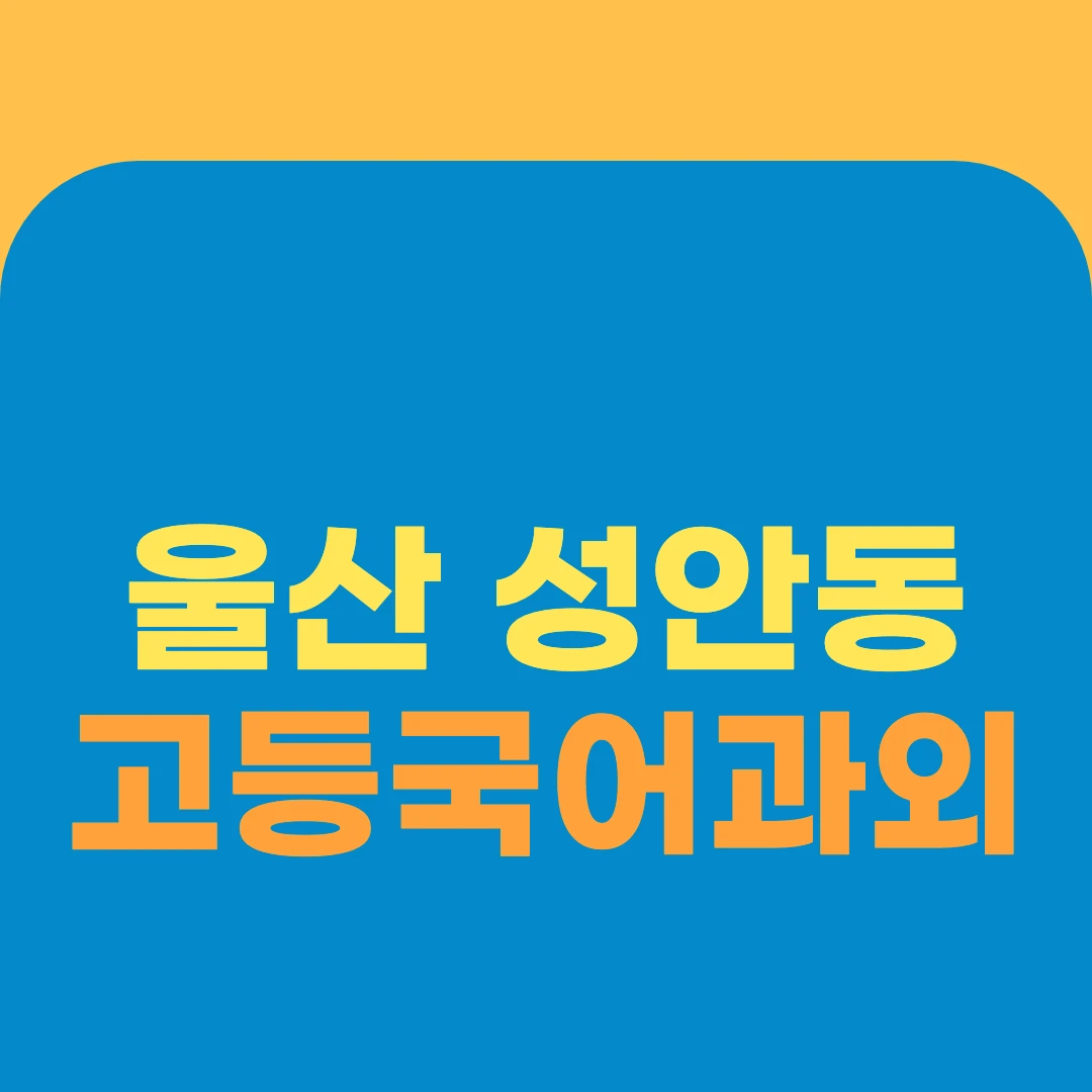 울산 성안동 고등국어과외