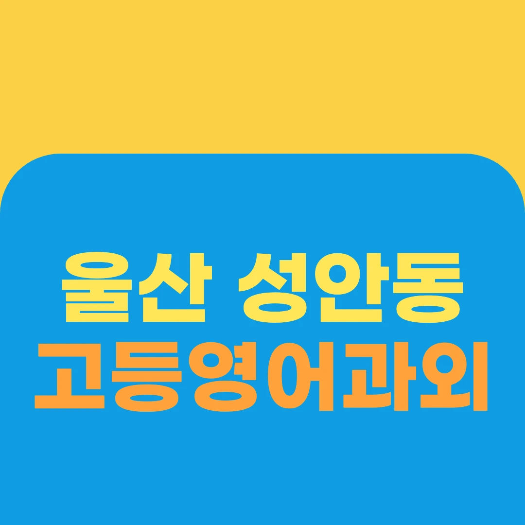 울산 성안동 고등영어과외
