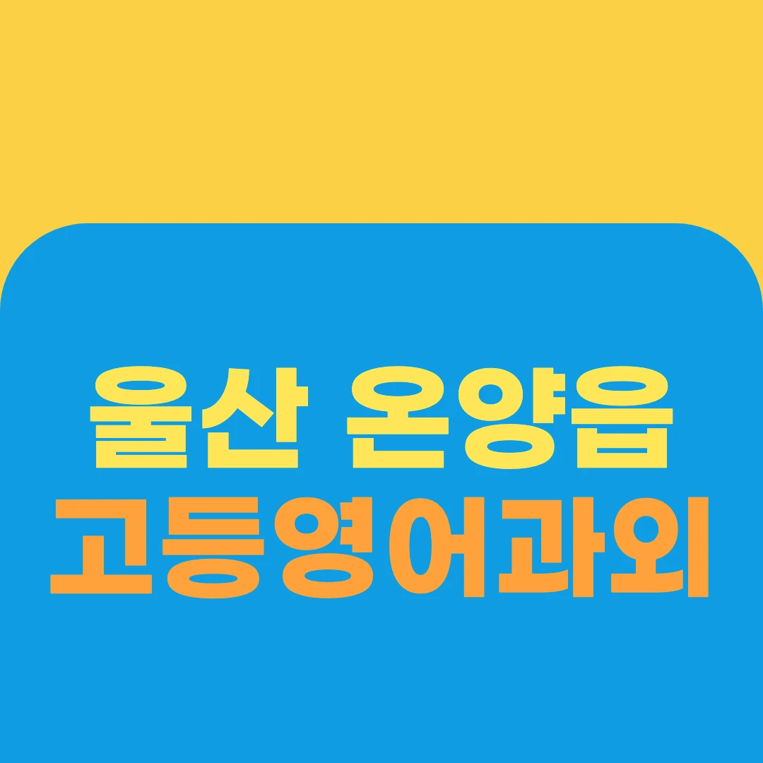 울산 온양읍 고등영어과외