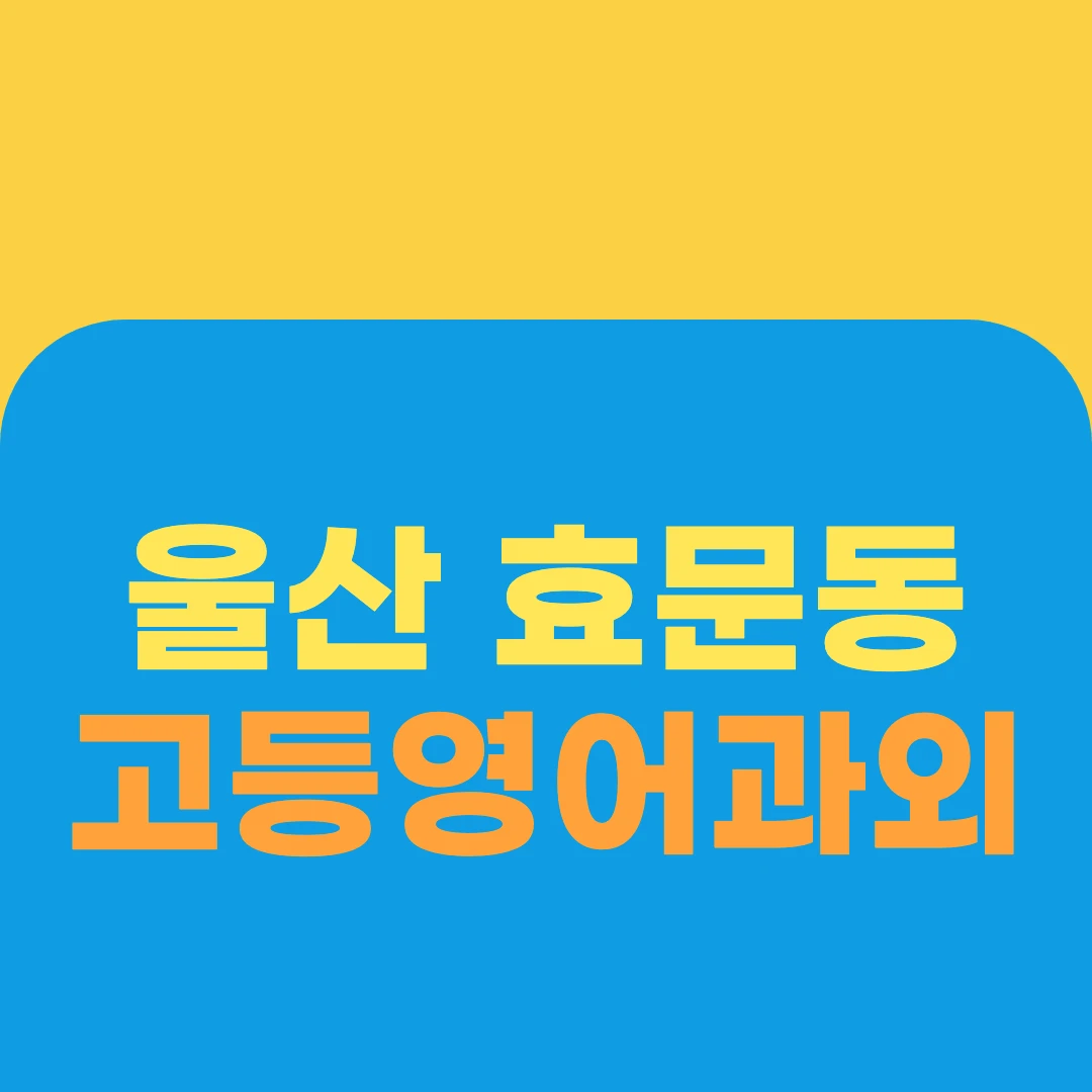 울산 효문동 고등영어과외
