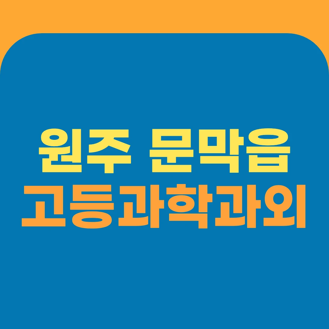 원주 문막읍 고등과학과외