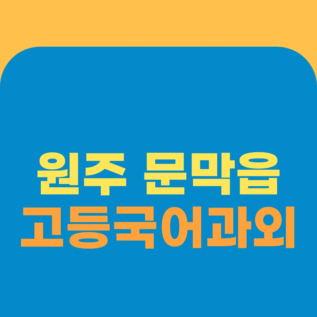 원주 문막읍 고등국어과외