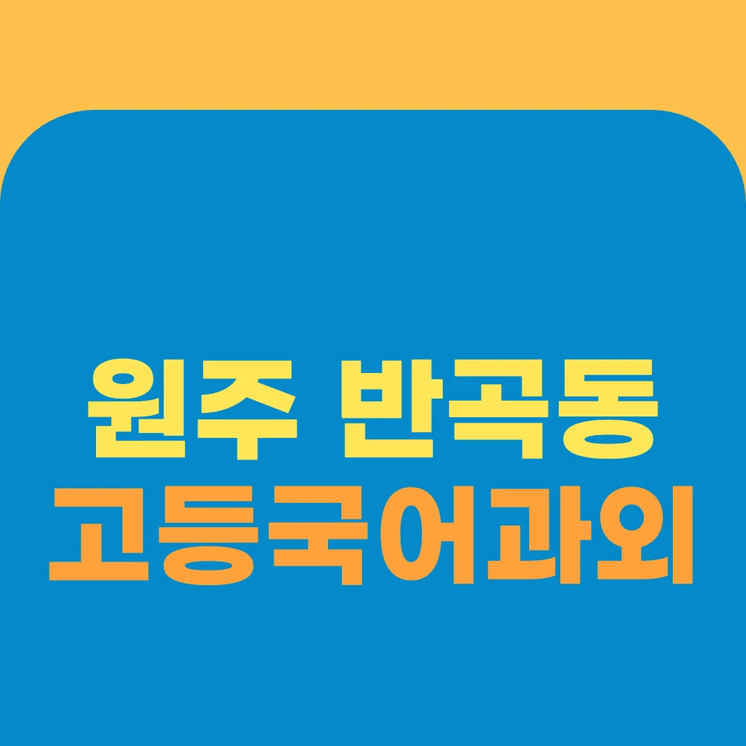 원주 반곡동 고등국어과외
