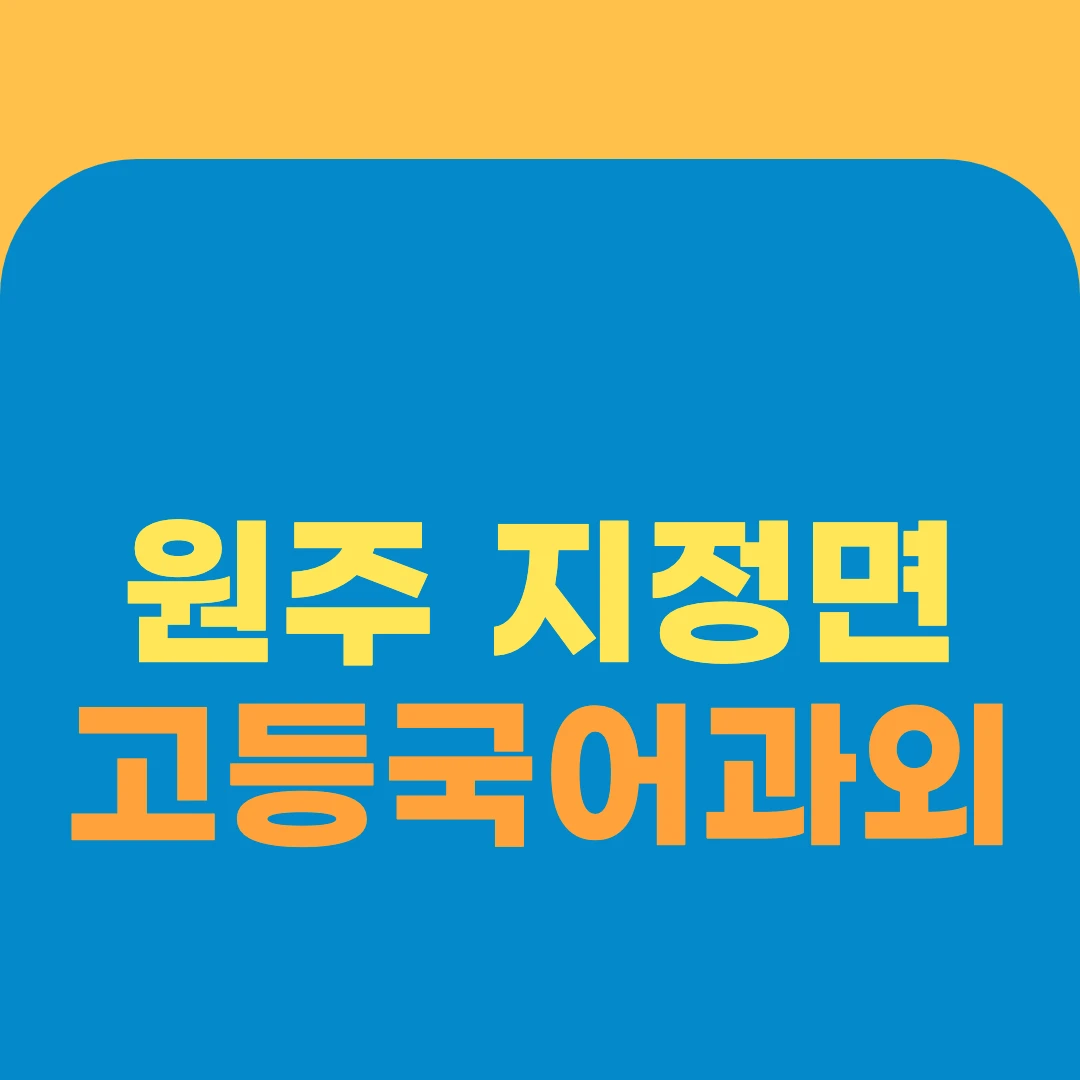 원주 지정면 고등국어과외