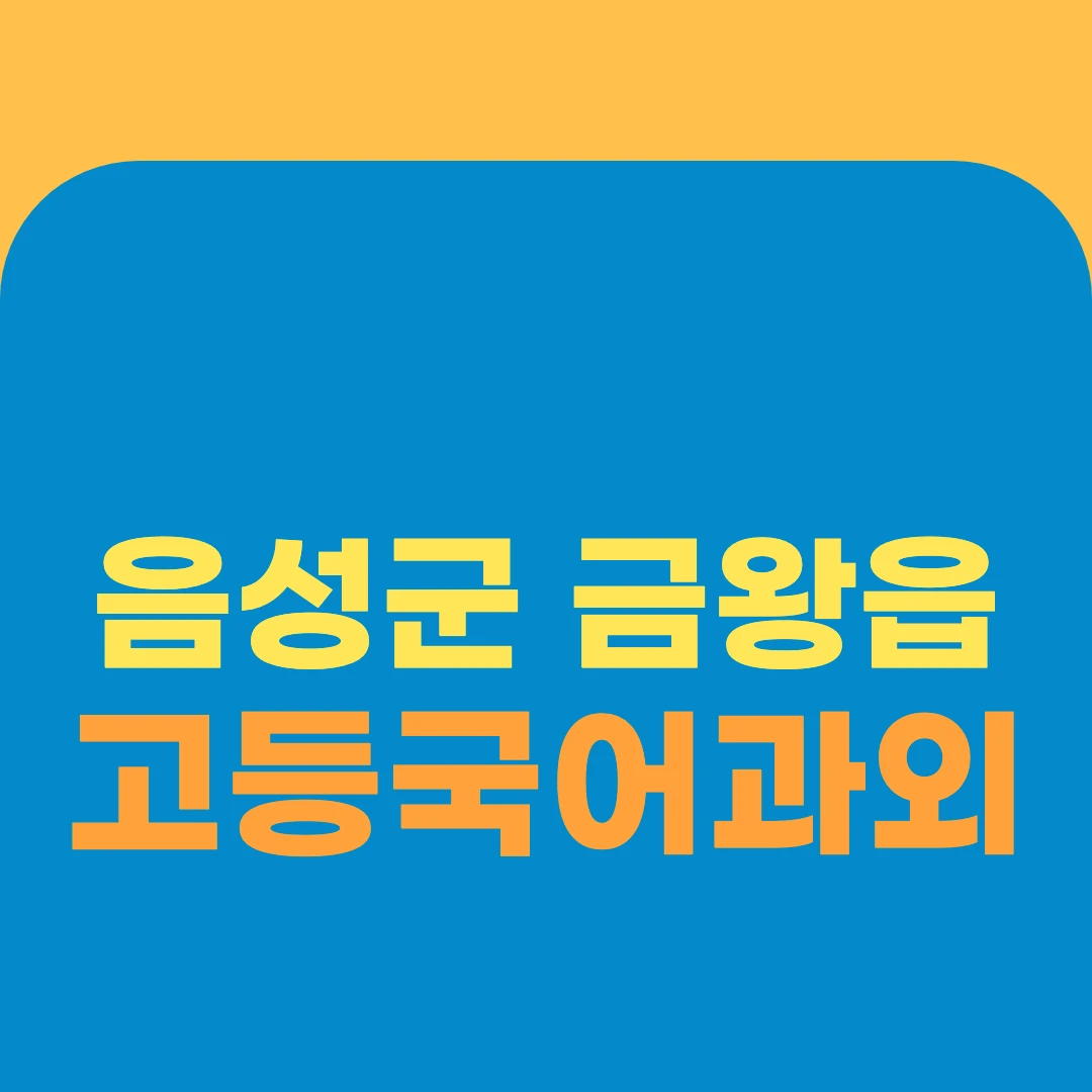 음성군 금왕읍 고등국어과외