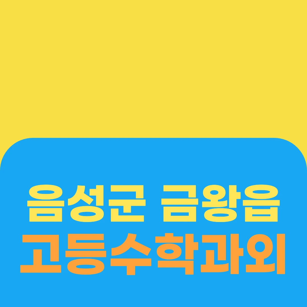 음성군 금왕읍 고등수학과외