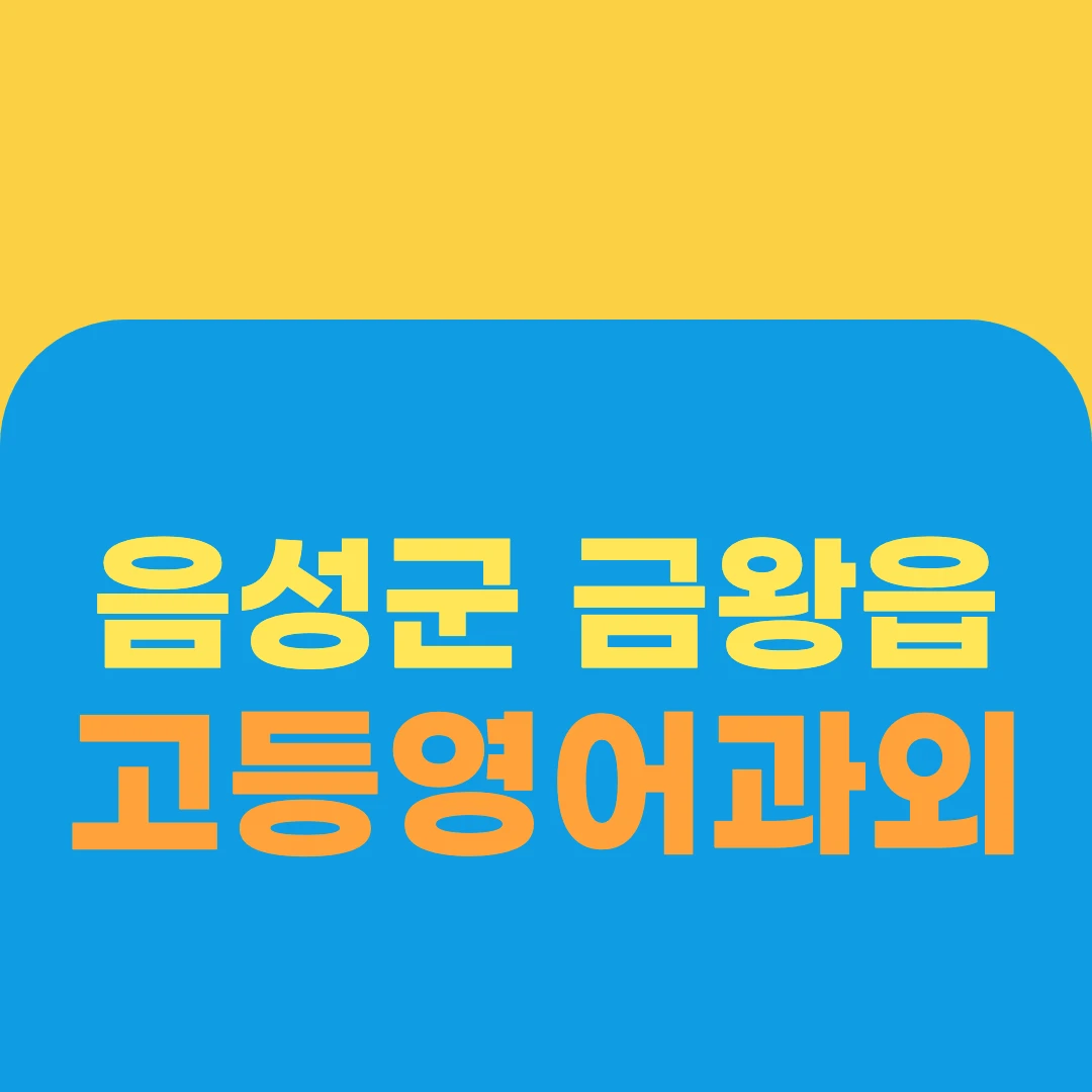 음성군 금왕읍 고등영어과외