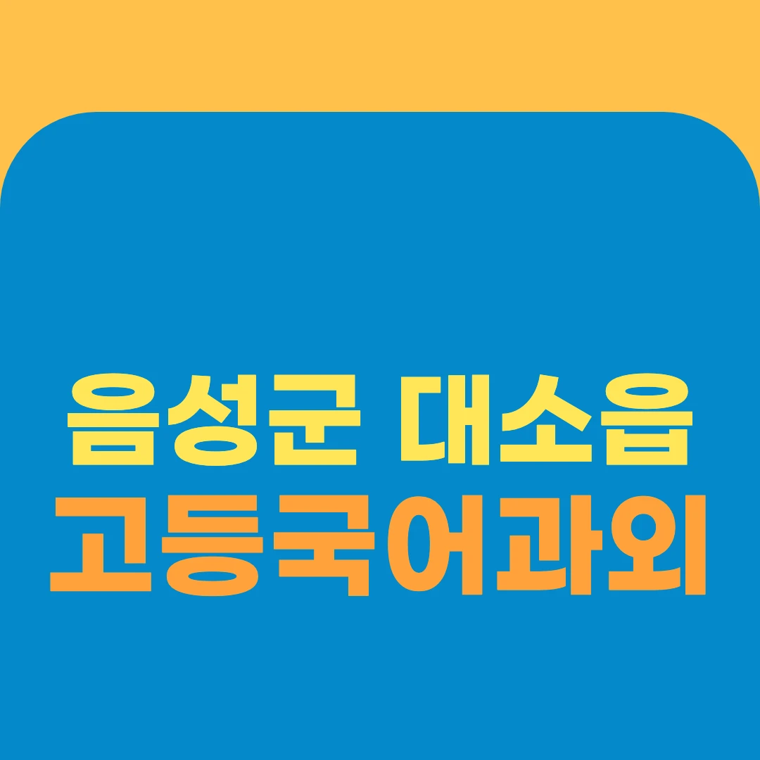 음성군 대소읍 고등국어과외