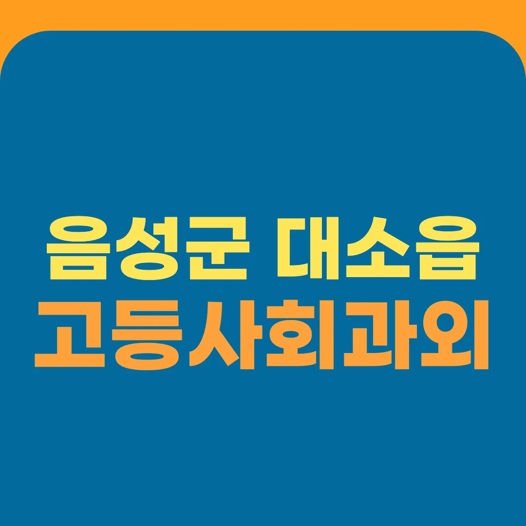 음성군 대소읍 고등사회과외