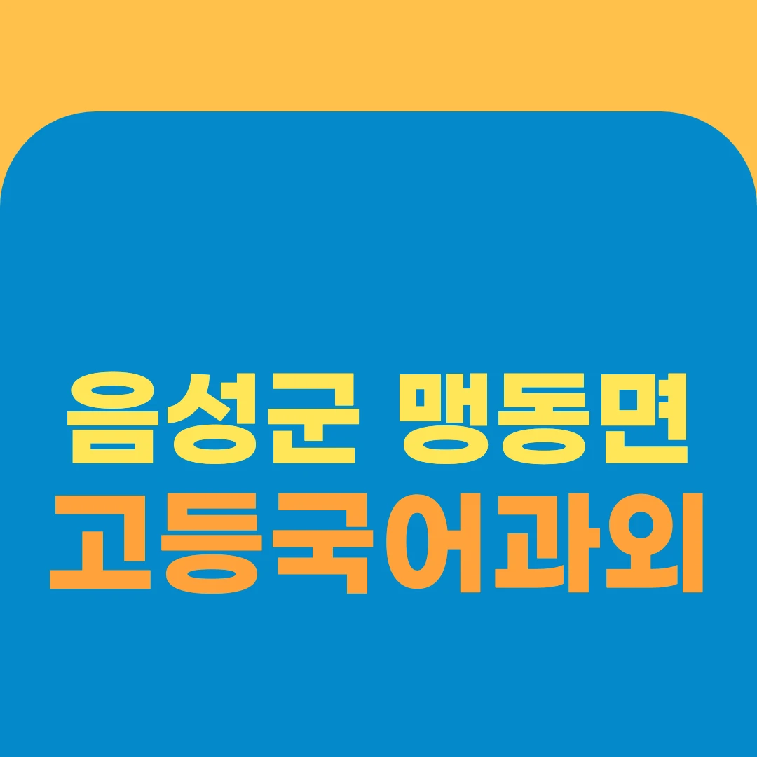 음성군 맹동면 고등국어과외