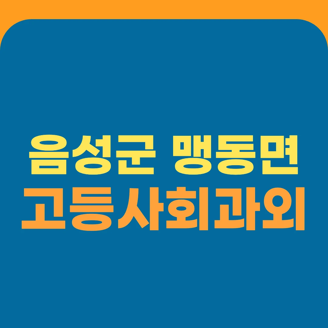 음성군 맹동면 고등사회과외