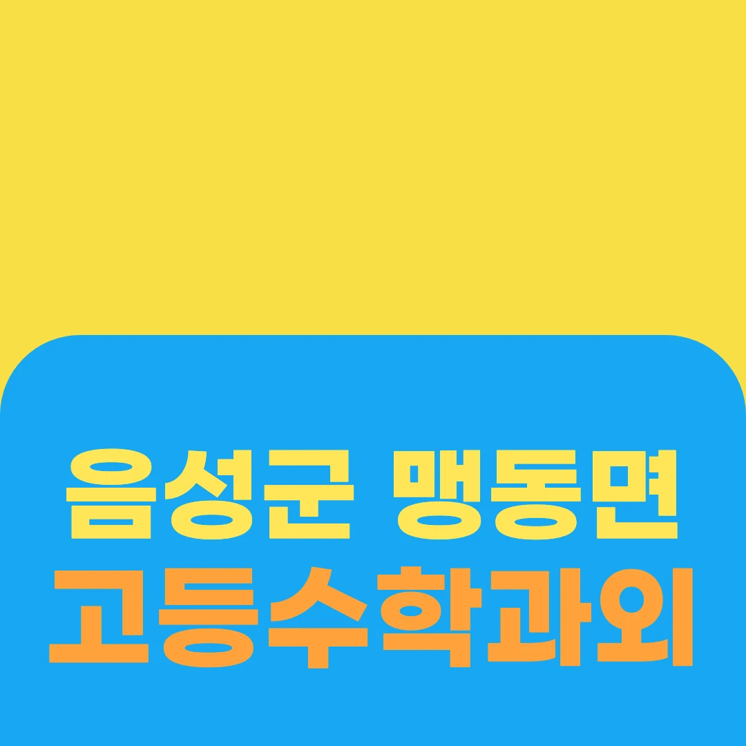 음성군 맹동면 고등수학과외