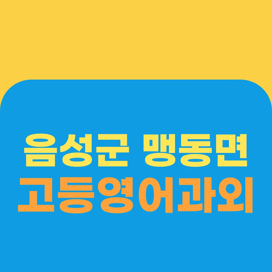 음성군 맹동면 고등영어과외