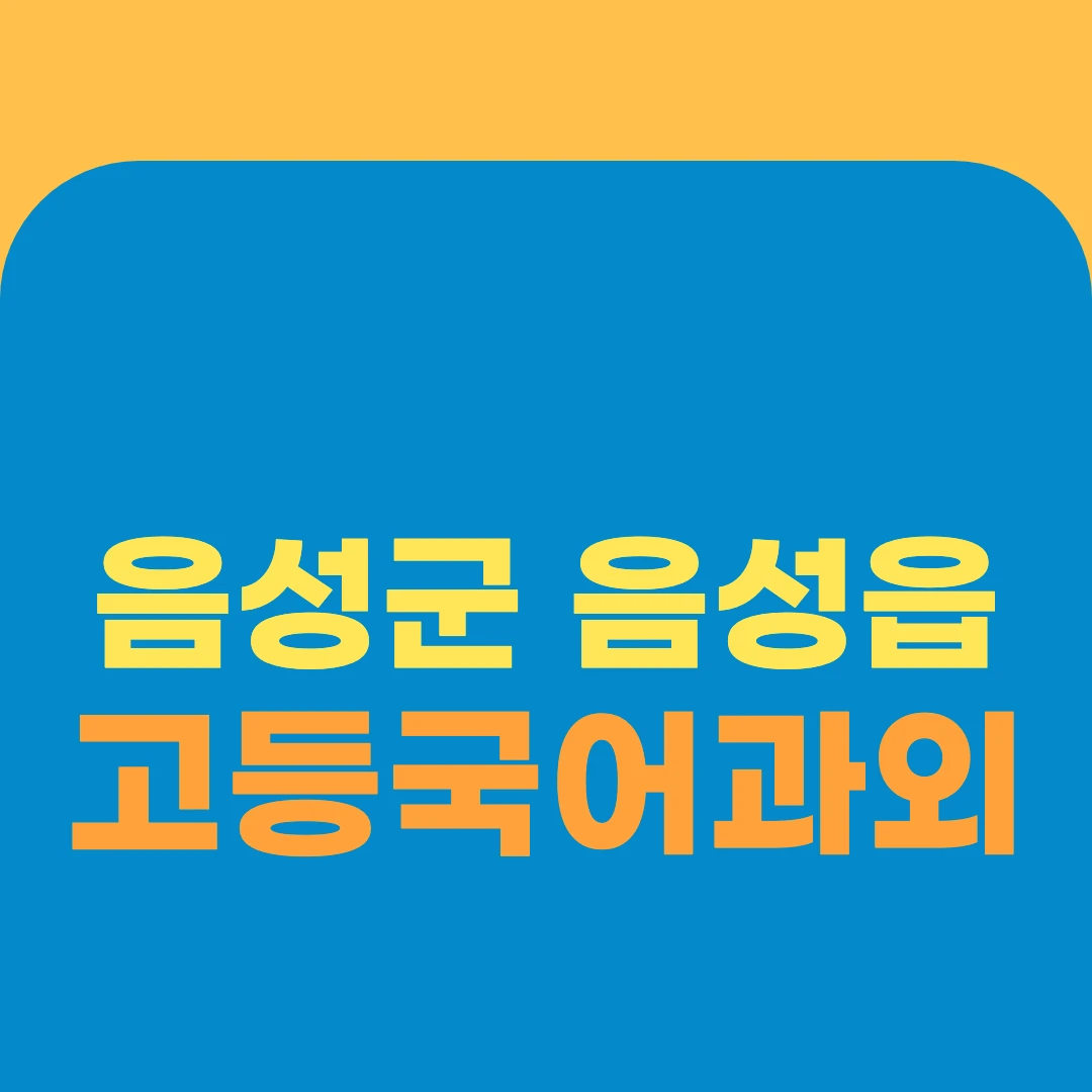 음성군 음성읍 고등국어과외