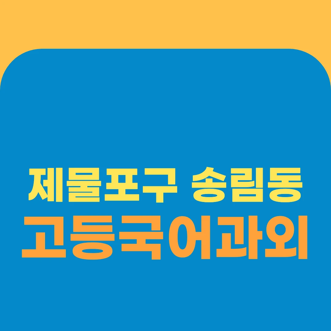 제물포구 송림동 고등국어과외