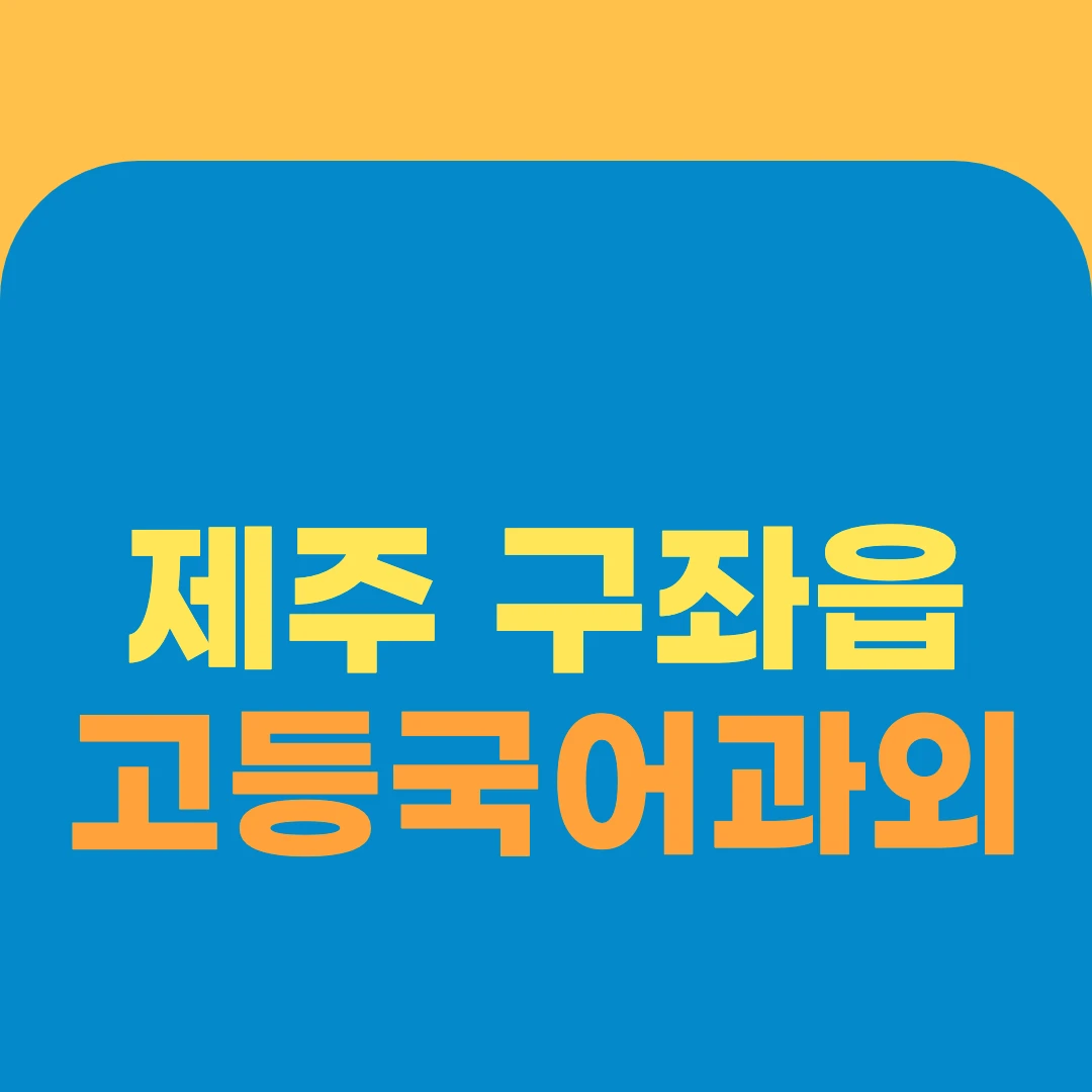 제주 구좌읍 고등국어과외