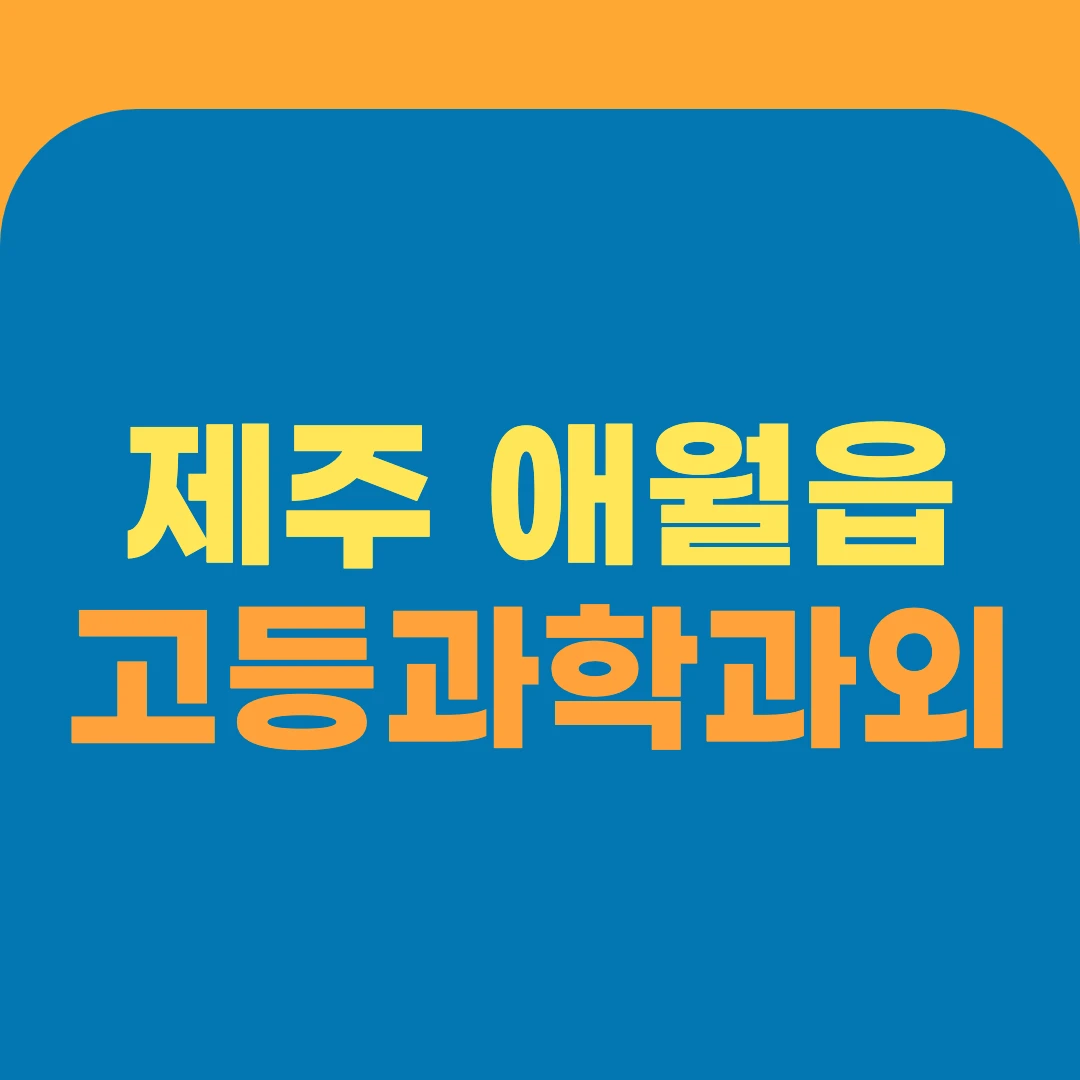 제주 애월읍 고등과학과외