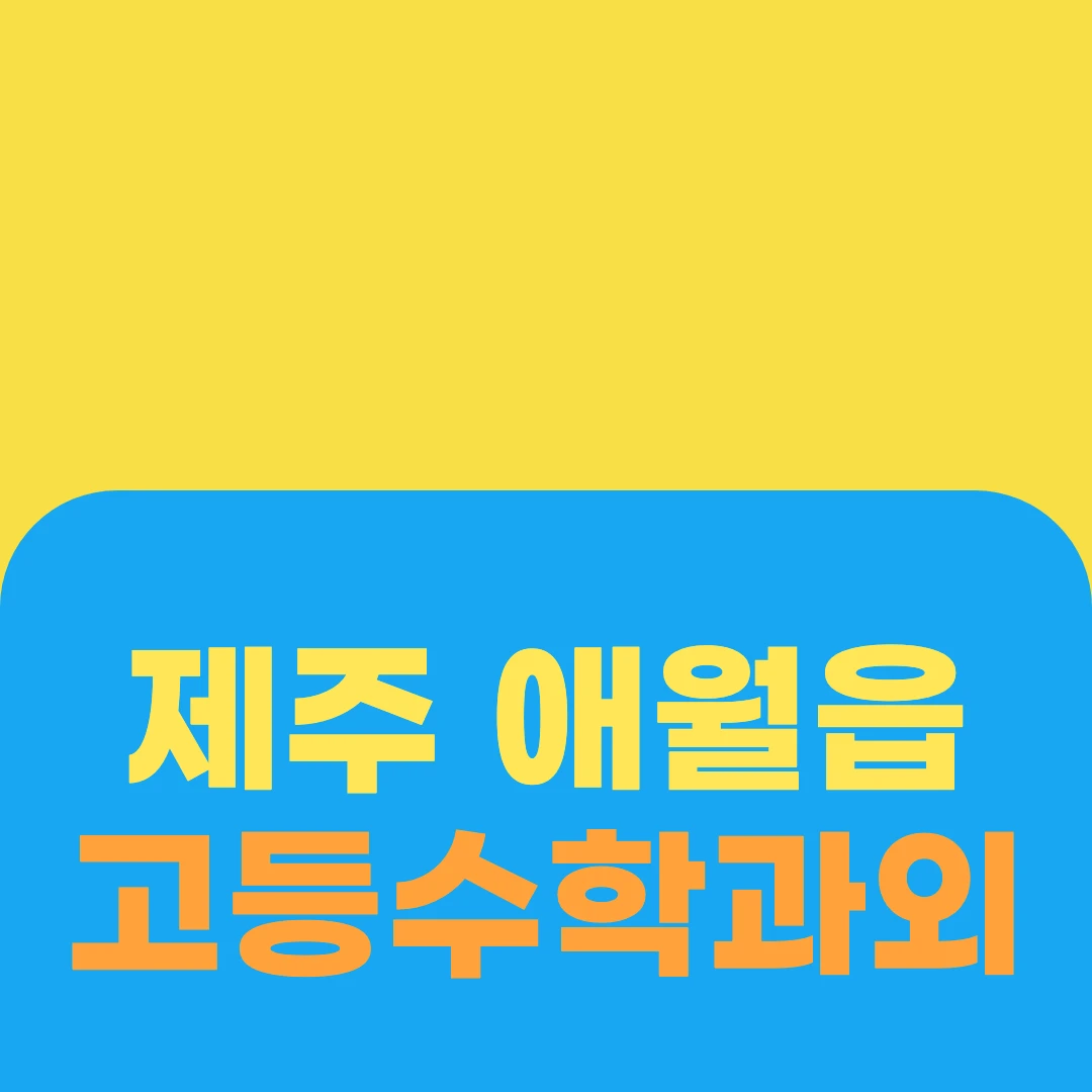 제주 애월읍 고등수학과외