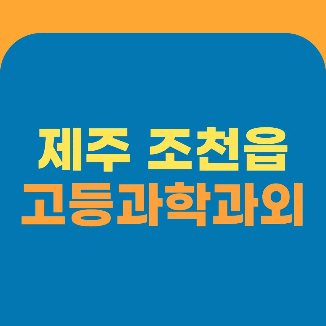 제주 조천읍 고등과학과외