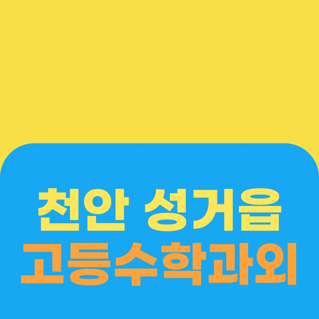천안 성거읍 고등수학과외