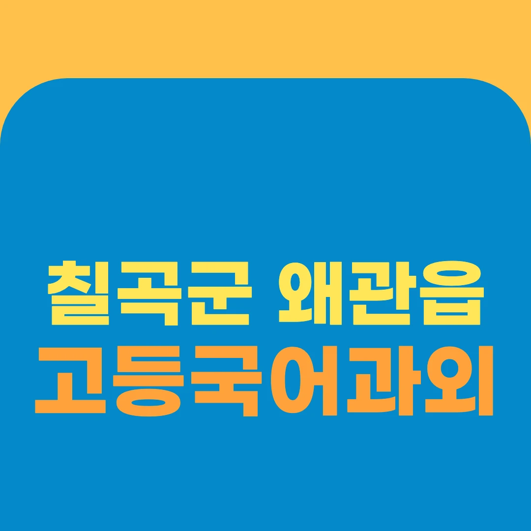 칠곡군 왜관읍 고등국어과외