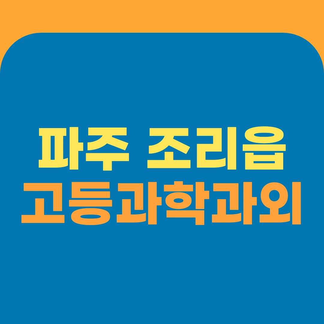 파주 조리읍 고등과학과외