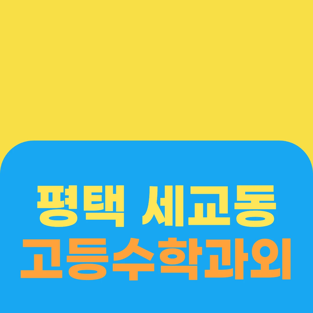 평택 세교동 고등수학과외